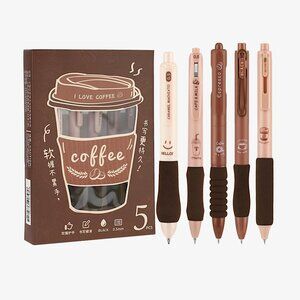 I Love Coffee Gel Pen Set, Black, 0.5mm, 5pc
